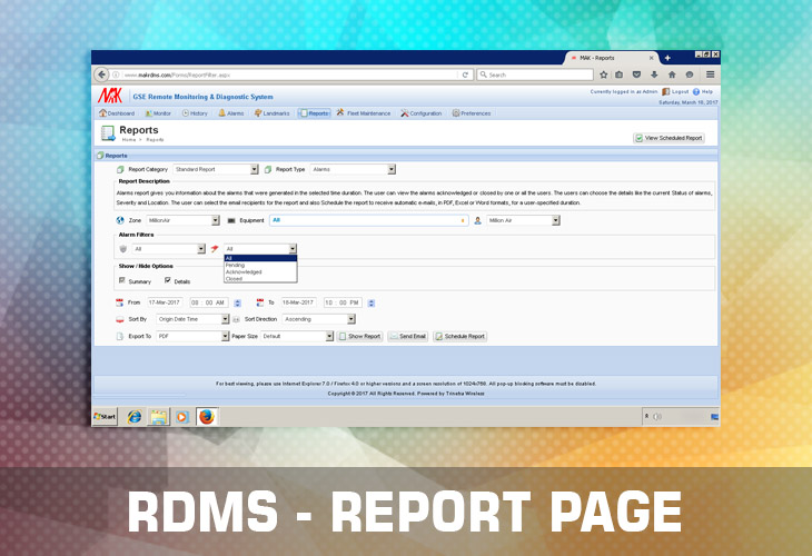 rdms report page